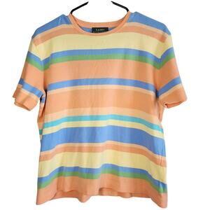 Vintage Lauren Ralph Lauren Womens Top sz XL Bright Stripes Retro 90s Old School